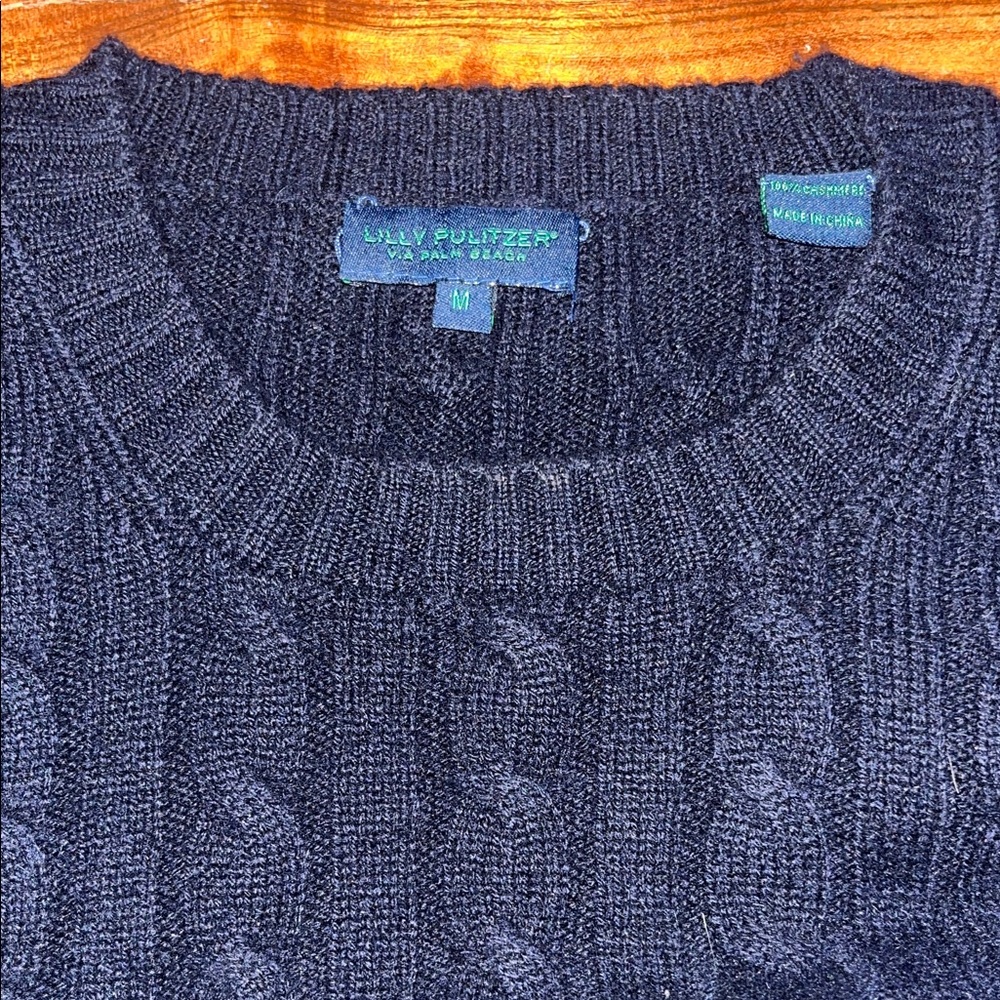 Lilly Pulitzer via Palm Beach 100% cashmere sweater Size medium Navy Blue